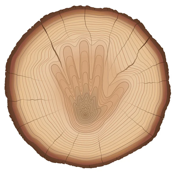 Anillos de Madera Stop Hand Sign Nature Protection Age — Vector de stock