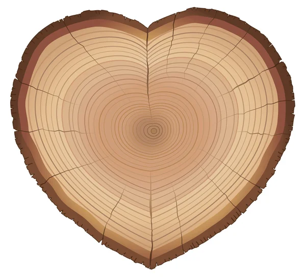 Love Nature Wood Rings Heart Shaped Symbol — Stock Vector