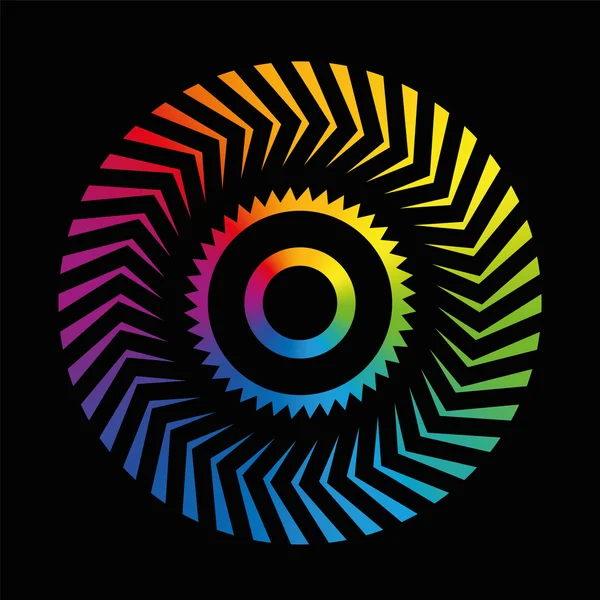 Circular Pattern Colorful Wheel Rainbow Black — Stock vektor