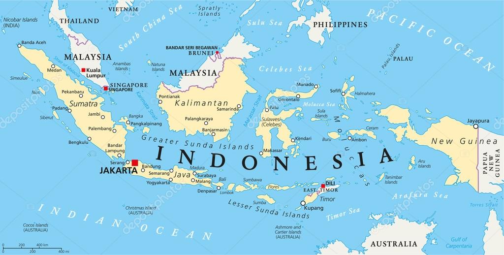 Endonezya siyasi harita vektörler | Endonezya siyasi harita vektör çizimler, vektörel grafik | Depositphotos