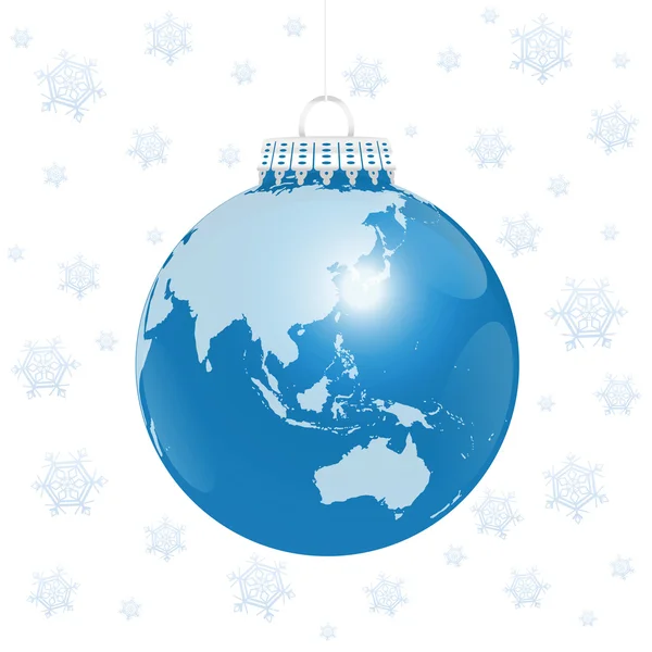 Karácsonyi golyó Asia Ausztrália világ hó — Stock Vector