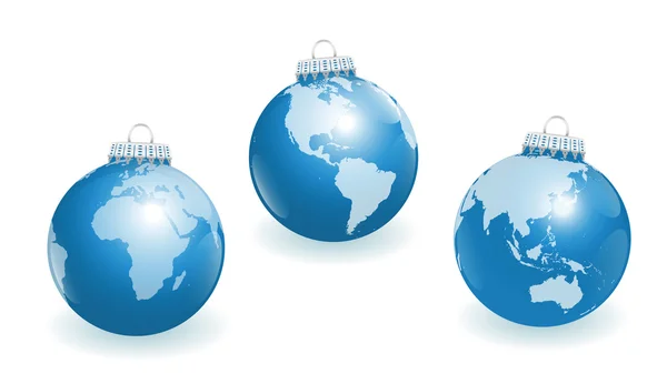 Christmas Tree Balls Planet Earth World — Stock Vector
