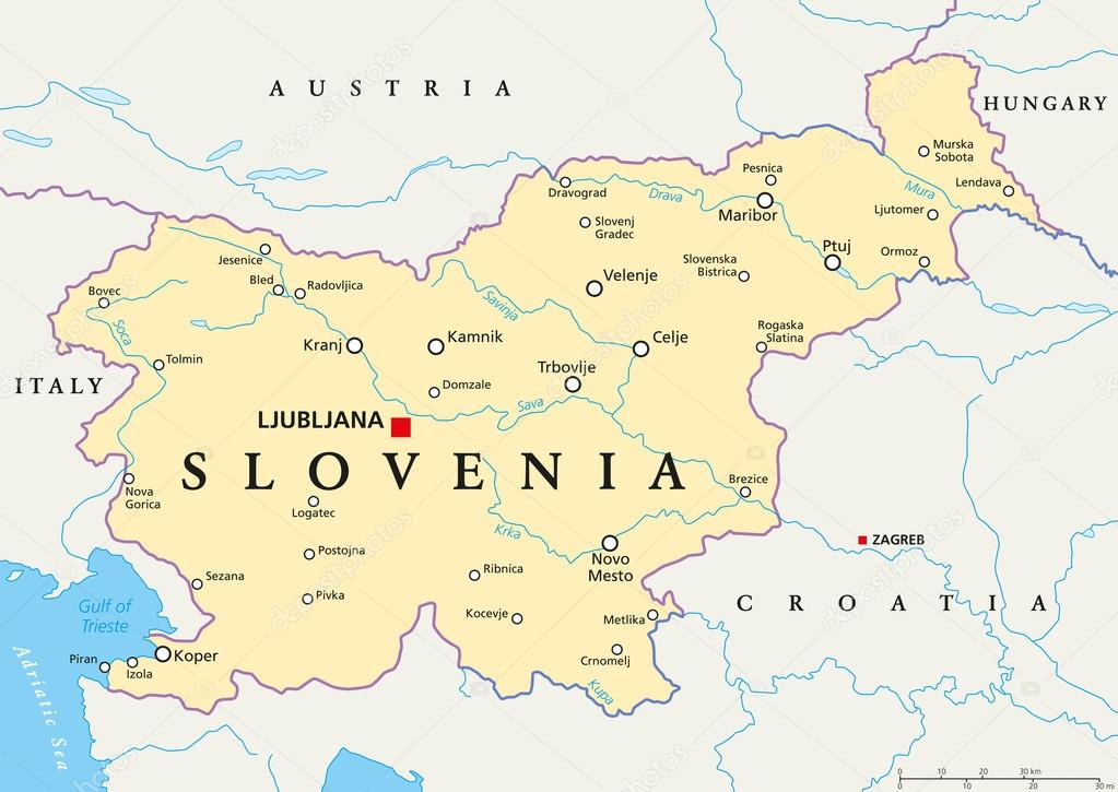 Slovenien politiska karta — Stock Vektor © Furian #83850858