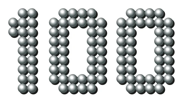 Cent boules Nombre Fer Gris métallisé — Image vectorielle