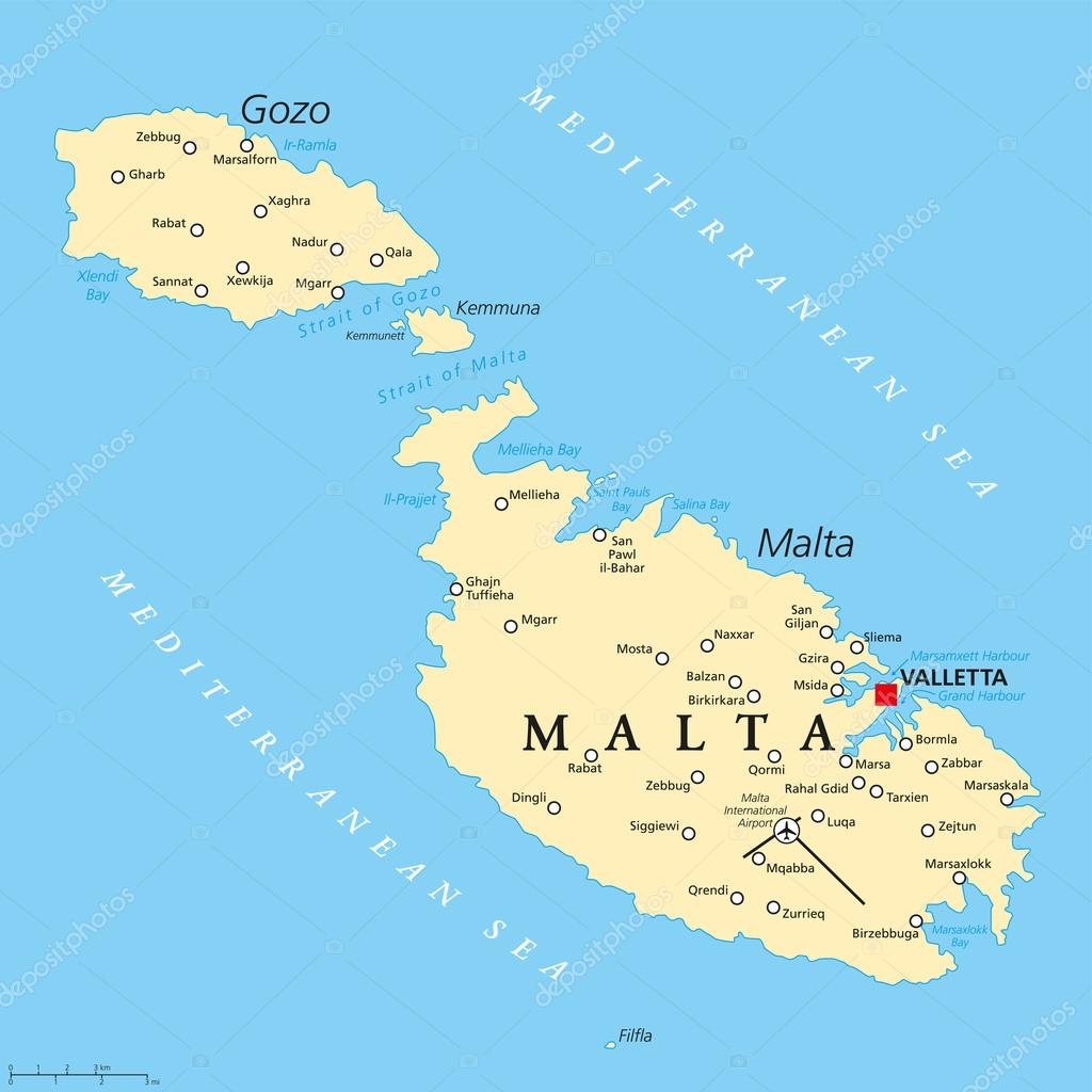 politieke kaart van Malta — Stockvector © Furian #84178716