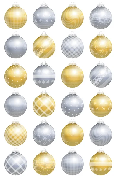 Christmas Balls Gold Silver Pattern — Stock Vector