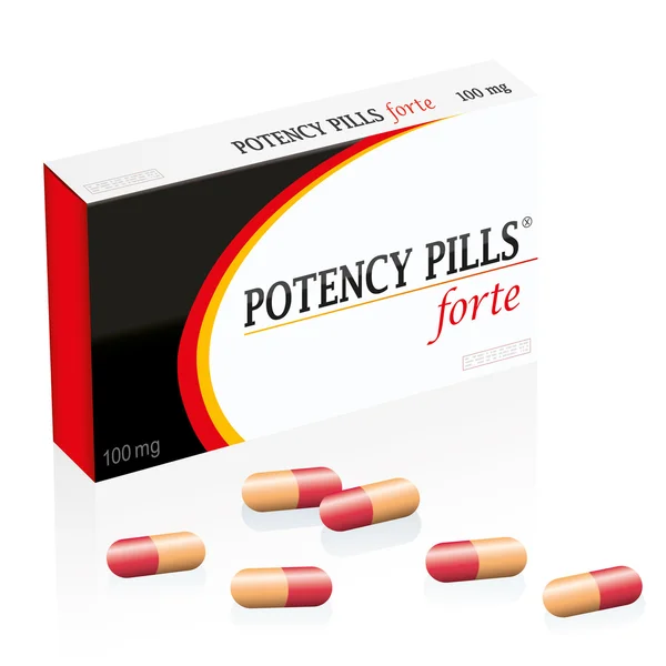 Potenzpillen Tabletten Box — Stockvektor