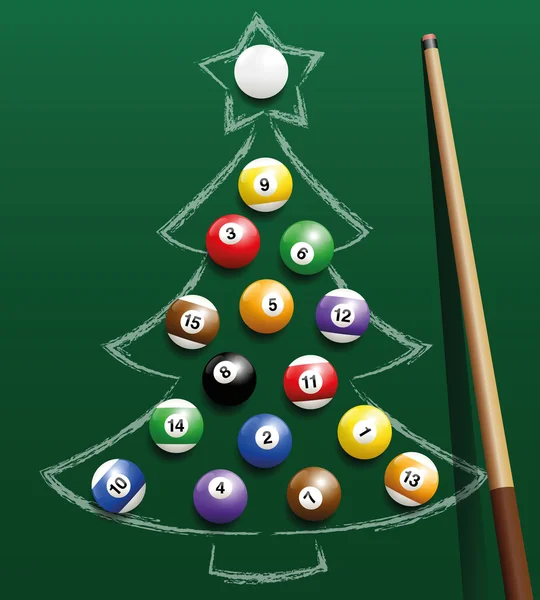 Pool Biljart kerstboom ballen — Stockvector