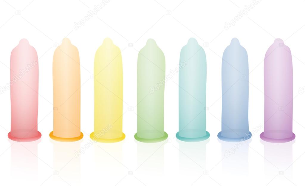 Condoms Colors Rainbow Unrolled Standing Row