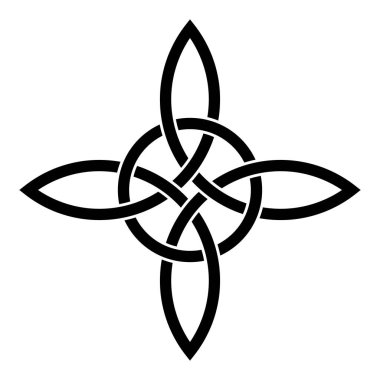 Kelt dörtlü düğüm, birbirine dolanmış çemberli Kelt haçı. Birbirine dolanmış dörtlü düğüm, sonsuz bir şablon dört birbirine bağlı, birbirine bağlı döngüler, başı ya da sonu olmayan, bir çemberle iç içe. Vektör