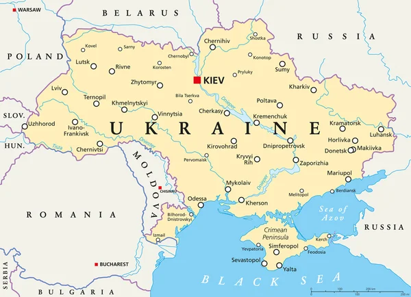 Ukraine carte politique — Image vectorielle