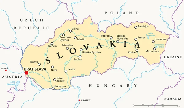 Mapa político de Eslovaquia — Vector de stock