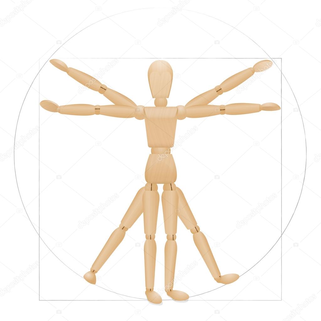 Vitruvian Mannequin Wooden Figure