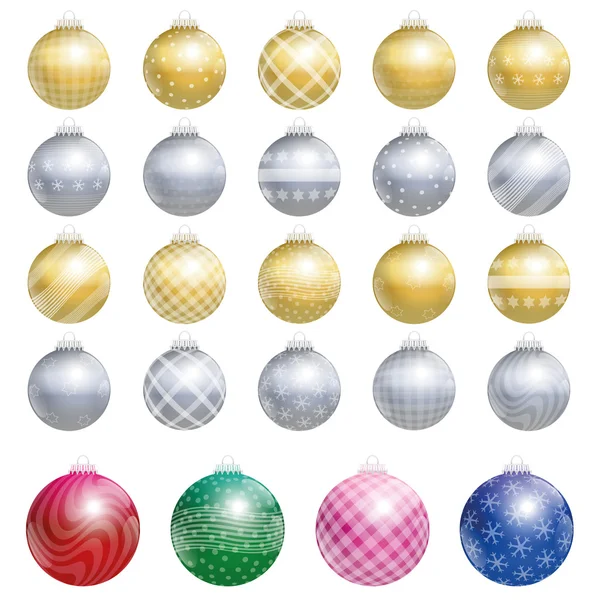 Christmas Tree Balls Gold Silver Twenty Four — Stock Vector