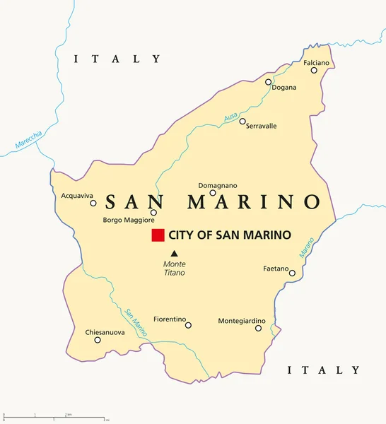 San Marino Political Map — Stock Vector