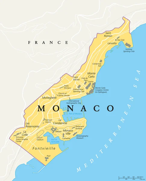 Mappa politica di Monaco — Vettoriale Stock