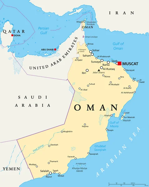 Oman mapa político —  Vetores de Stock