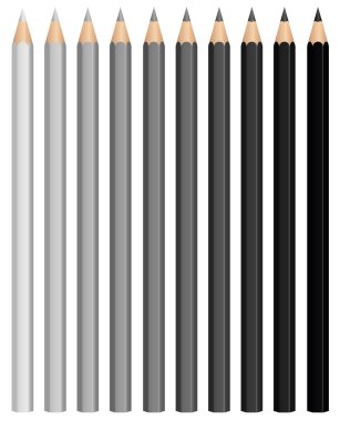Pencils Charcoal Crayons Grayscale Black Set clipart