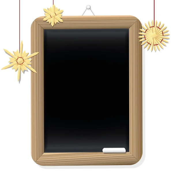 クリスマス空白のレトロな黒板わら星 — ストックベクタ