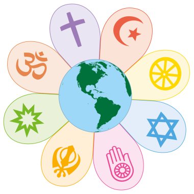 World Religions United Peace Flower Symbol clipart