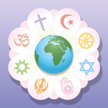 Religions United World Flower Peace Symbols clipart
