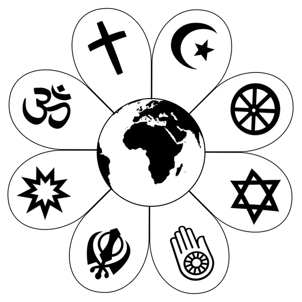 World Religions Planet Earth Flower Icon — Vector de stoc