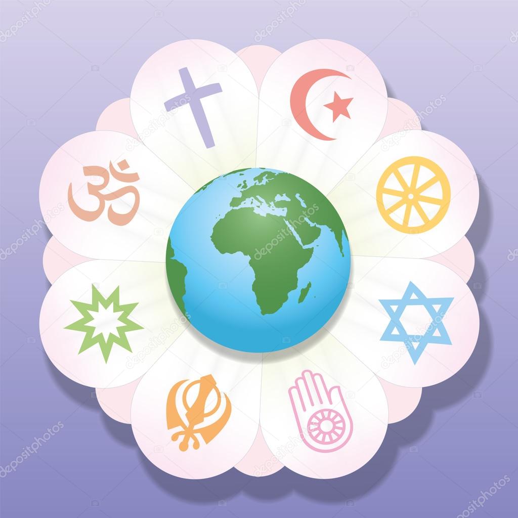 Religions United World Flower Peace Symbols