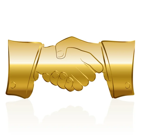 Metáfora de negócios Golden Handshake —  Vetores de Stock