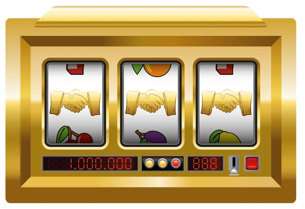 Goldener Handschlag-Spielautomat — Stockvektor