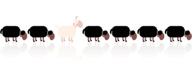 White Sheep Among Black Sheep Cartoon clipart