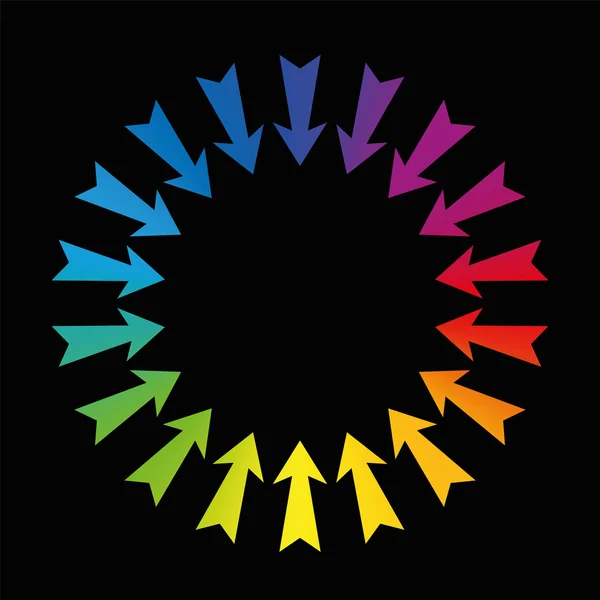 Flèches montrant au centre noir — Image vectorielle