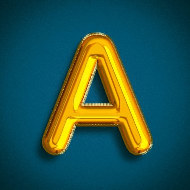 Folyo Balonları Altın ABC, Altın Balonlar Bir harf alfabesi. Metin, Mektup, Yeni Yıl, Noel, Doğum günü, Kutlama için Altın Tipi Balonlar. 3B Hazırlama