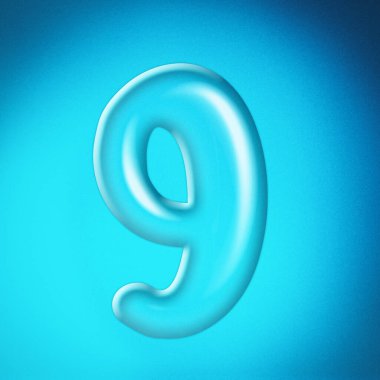 Su Yazı Tipi 9 Nolu Yazı Tipi temiz su harfi. 3B Hazırlama