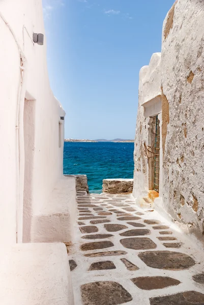 Casa tradizionale greca sull'isola di Mykonos, Grecia Foto Stock