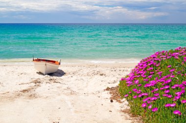 Ünlü plajda Halkidiki Yarımadası, Yunanistan