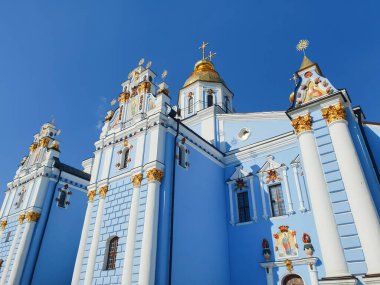 Kiev, Ukrayna-28 Nisan 2018: Kiev 'deki güzel Aziz Michael Katedrali ve Manastırı' nın ayrıntılı fotoğrafı.
