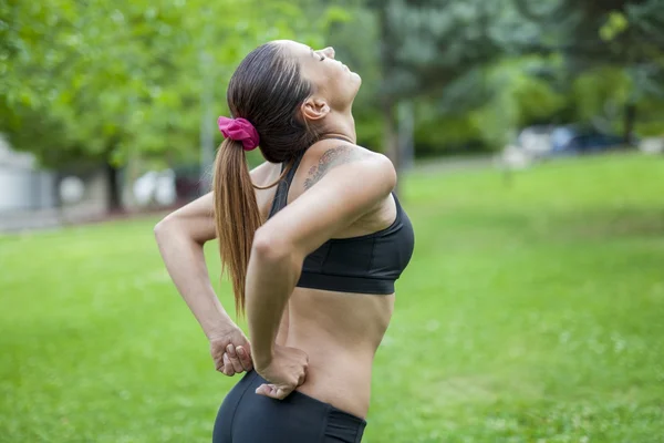 Low back pain during sports activity — Stock Photo, Image