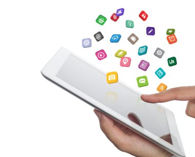 uygulama simgeleri tablet bilgisayarı el uçmak