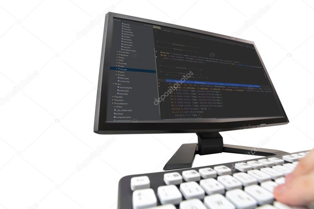 developer working on web site codes on computer monitor