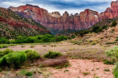 Zion Ulusal Parkı Renkli Kumtaşı Kaya Kayalıkları, Utah.