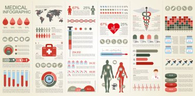 Tıbbi infografik vektör tasarım şablonu. İş akışı, sağlık ve sağlık, diyagram, infografik afiş, web tasarımı, paket infografik öğeleri, set bilgi grafikleri için kullanılabilir.