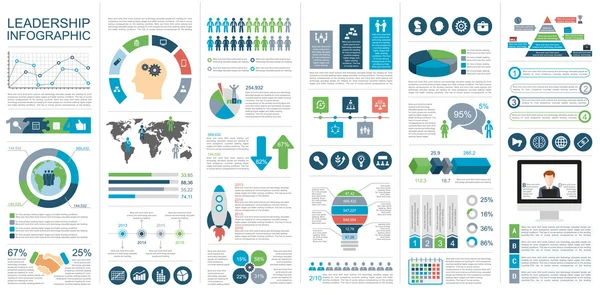 Plantilla de diseño vectorial de liderazgo infográfico. Se puede utilizar para flujo de trabajo, startup, éxito empresarial, diagrama, banner de infografía, trabajo en equipo, diseño, elementos de infografía, infografías de información de conjuntos . — Archivo Imágenes Vectoriales