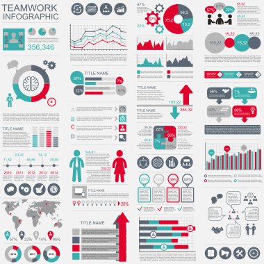 Infographic ekip çalışması vektör tasarım şablonu. İş akışı, başlangıç, iş başarısı, diyagram, Infographic afiş, ekip çalışması, tasarım, Infographic öğeleri kümesi bilgileri infographics için kullanılabilir.