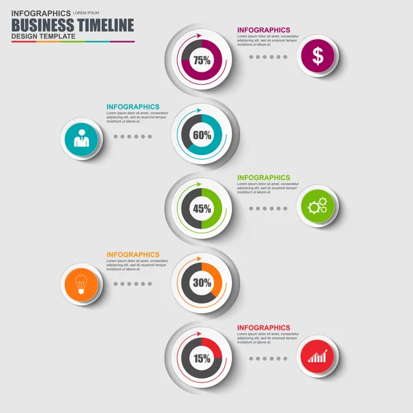 Infographic business tijdlijn vector ontwerpsjabloon. Kan worden gebruikt voor de indeling van de werkstroom, circulaire, succes, diagram, infographic banner, teamwerk, design, infographic elementen, informatie infographics. — Stockvector