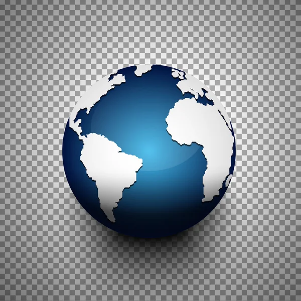 Realistické 3d kulatá ikona mapy světa na průhledném pozadí. — Stockový vektor