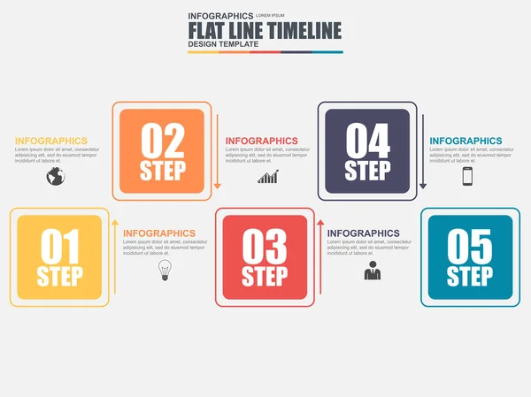 Sottile linea piatta minimale infografica elementi modello vettoriale. Può essere utilizzato per il flusso di lavoro, concetto di business con 5 opzioni, parti, fasi o processi, opzioni di numero, diagramma, grafico, visualizzazione dei dati . — Vettoriale Stock