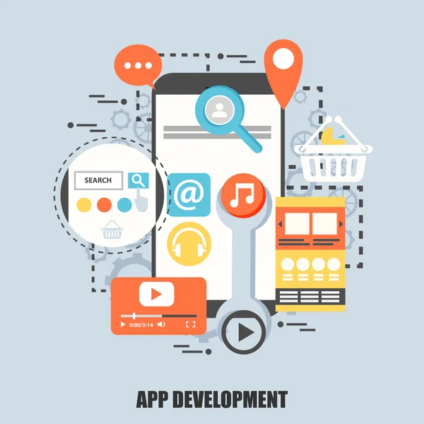 Concept plat de développement d'applications. Peut être utilisé pour poster, bannière, magazine, web design. Meilleure solution pour les graphistes. Illustration vectorielle . — Image vectorielle