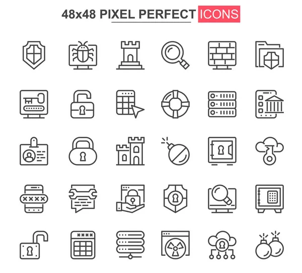 Icônes Ligne Mince Sécurité Définies Protection Des Données Protection Vie — Image vectorielle