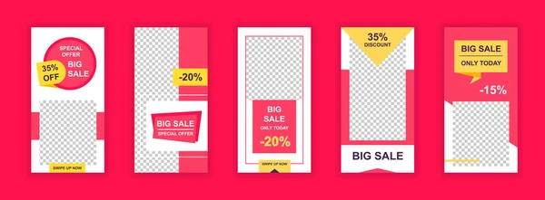 Big Sale Editable Templates Set Instagram Stories Offering Sales Discounts — Stock Vector