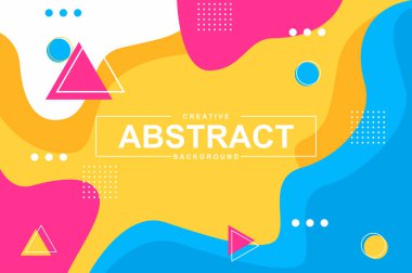 Memphis tarzında dinamik şekilleri olan eşsiz ışık tasarımı. İniş sayfası, afiş ya da duvar kağıdı için renkli parlak bir arkaplan. Dalgalı kompozisyon, başlık vektör illüstrasyonlu grafik sunumu.